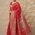 Red Embellished Banarasi Silk Blend Saree With Blouse Piece
