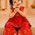 Girls's fuchsia chinon floral print knee length kurta and palazzo set