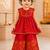 Girls's fuchsia chinon floral print knee length kurta and palazzo set
