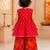 Girls's fuchsia chinon floral print knee length kurta and palazzo set