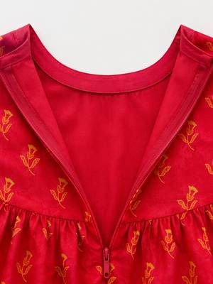 Girls's fuchsia chinon floral print knee length kurta and palazzo set 5