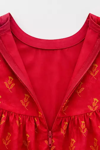 Girls's fuchsia chinon floral print knee length kurta and palazzo set