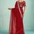 Striped Pure Chiffon Red Saree 