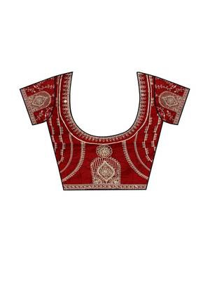 Striped Pure Chiffon Red Saree  7
