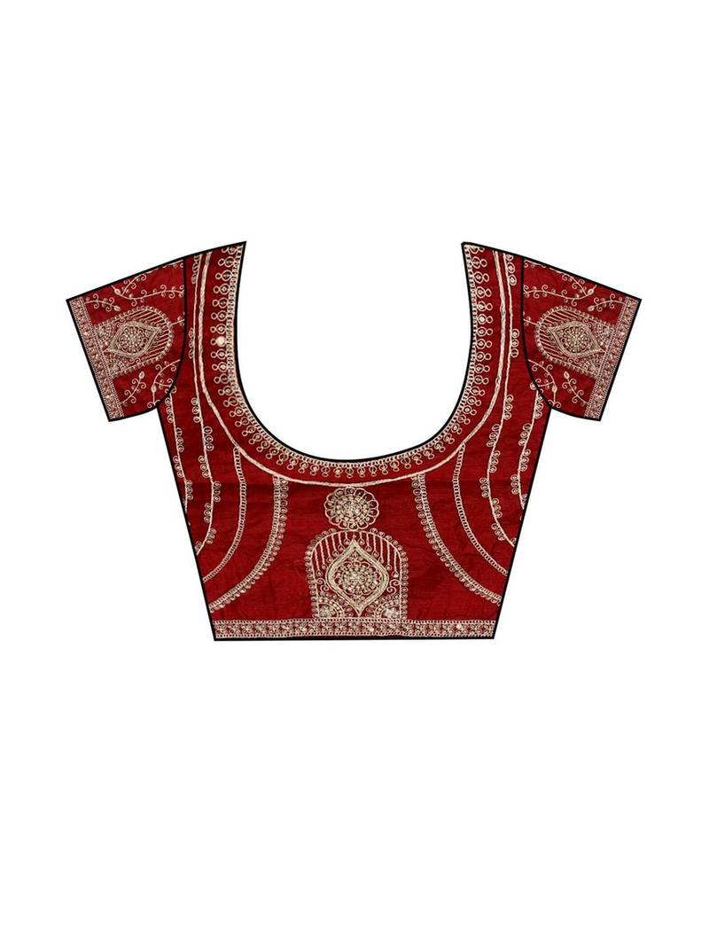 Striped Pure Chiffon Red Saree 