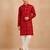 Boy's red rayon geometric print knee length kurta and pyjama set