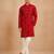 Boy's red rayon geometric print knee length kurta and pyjama set