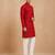 Boy's red rayon geometric print knee length kurta and pyjama set