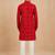 Boy's red rayon geometric print knee length kurta and pyjama set