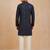 Boy's navy blue rayon printed knee length kurta and pyjama set