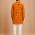 Boy's mustard rayon geometric print knee length kurta and pyjama set