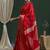 Women Red Silk Blend Ethnic Printed Fastive Wear Saree With Matching Blouse