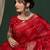 Women Red Silk Blend Ethnic Printed Fastive Wear Saree With Matching Blouse