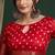 Women Red Silk Blend Ethnic Printed Fastive Wear Saree With Matching Blouse