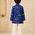Boy's blue muslin floral print thaigh length kurta and wide leg pant