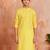 Boy's yellow cotton printed knee length kurta