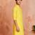 Boy's yellow cotton printed knee length kurta