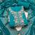 teal blue unstitched thread embroidery handwork with embroidered dupatta silk blend dress material