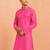 Boy's pink cotton striped knee length kurta