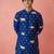 Boy's blue rayon digital print knee length kurta