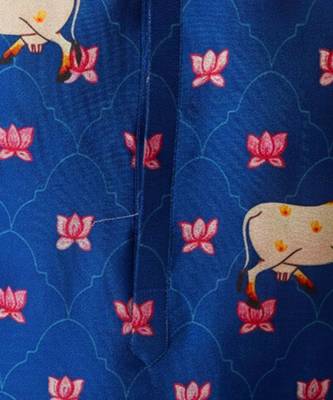 Boy's blue rayon digital print knee length kurta 2