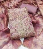 multi unstitched shimmer print handwork with printed dupatta linen dress material