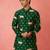 Boy's green rayon digital print knee length kurta