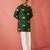 Boy's green rayon digital print knee length kurta