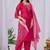 Rani pink embroidery rayon kurta with pant and duptta set
