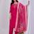 Rani pink embroidery rayon kurta with pant and duptta set