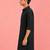 Boy's black fine satin solid knee length kurta