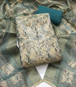 multi unstitched shimmer print handwork with printed dupatta linen dress material