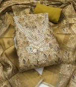 multi unstitched shimmer print handwork with printed dupatta linen dress material