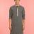 Boy's black rayon embroidered knee length kurta