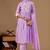 Lavender embroidery mul cotton kurta with pant and duptta set