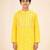 Boy's yellow cotton digital print knee length kurta