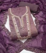 lavender unstitched thread work beads work with embroidered dupatta viscose salsa dress material
