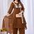 Brown embroidery mul cotton kurta with plazzo and duptta set