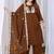 Brown embroidery mul cotton kurta with plazzo and duptta set