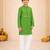 Boy's green cotton digital print knee length kurta