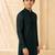 Boy's dark green georgette embroidered thaigh length kurta