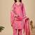 Pink embroidery rayon kurta with pant and duptta set
