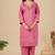 Pink embroidery rayon kurta with pant and duptta set
