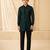 Boy's dark green georgette embroidered thaigh length kurta
