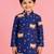 Boy's blue rayon digital print knee length kurta