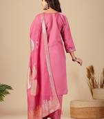 Pink embroidery rayon kurta with pant and duptta set