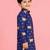 Boy's blue rayon digital print knee length kurta