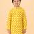 Boy's yellow cotton striped knee length kurta