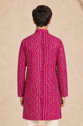 Boy's fuchsia rayon digital print knee length kurta