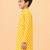 Boy's yellow cotton striped knee length kurta